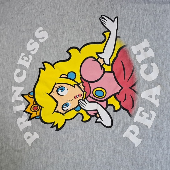 Nintendo Super Mario Princess Peach Grey Graphic Tee VG- XL - Picture 2 of 5